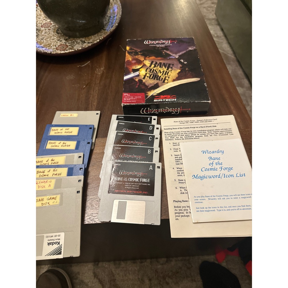 Wizardry VI Bane of the Cosmic Forge Amiga 1990 Sir-Tech Big Box Game Disks